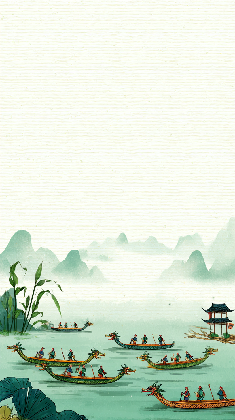 端午佳节龙舟竞渡水墨风宣传海报