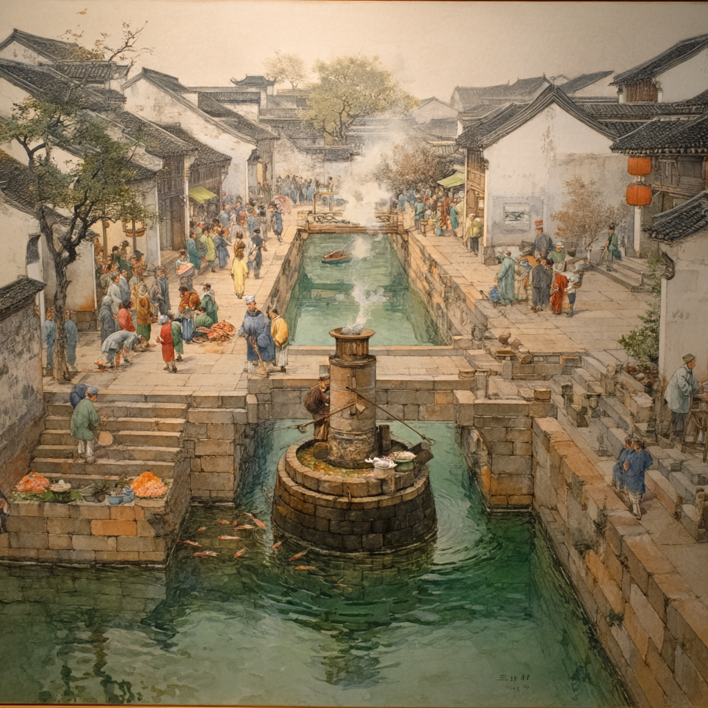 江南水乡水墨画宣传图