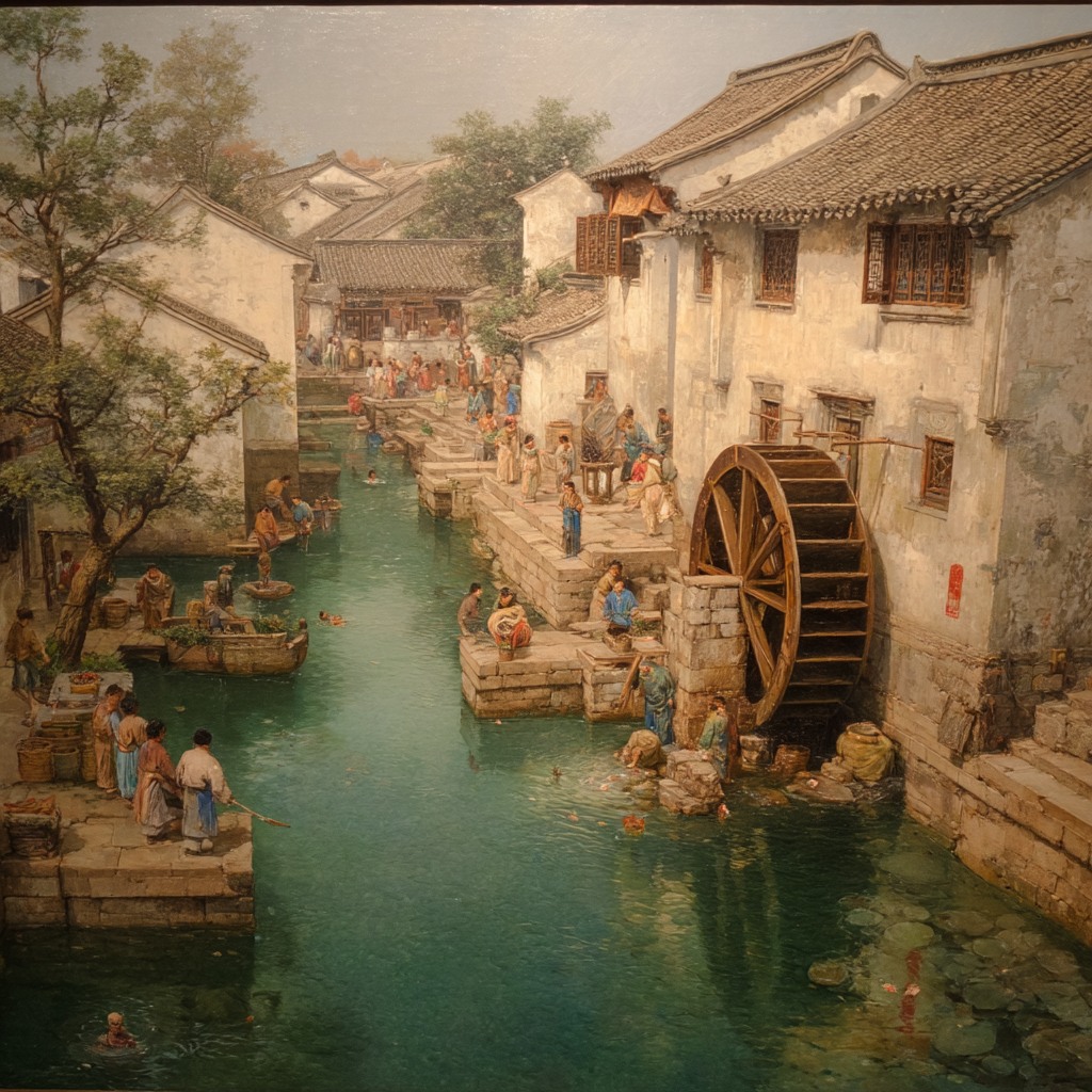 江南水乡水墨画宣传图