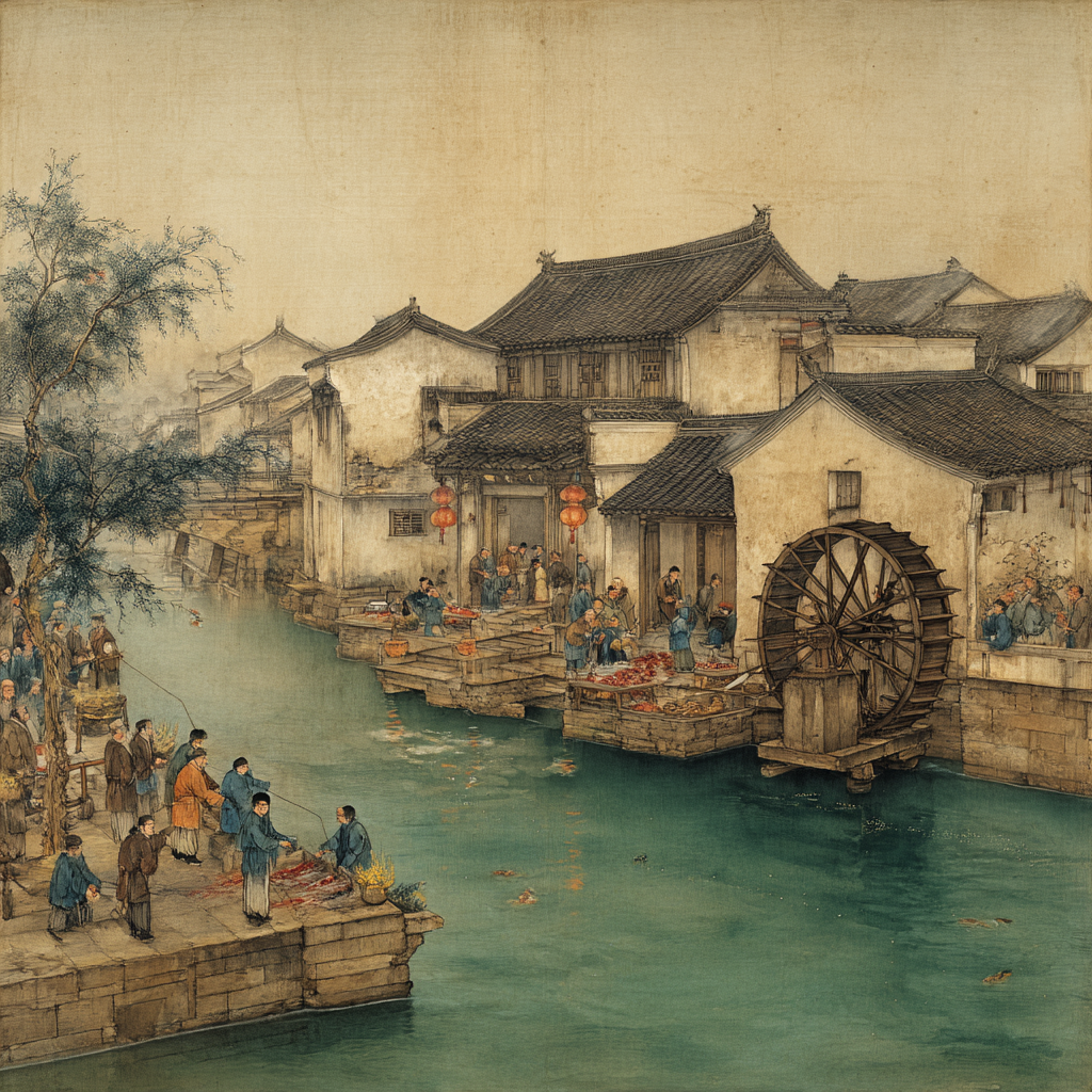 江南水乡水墨画宣传图