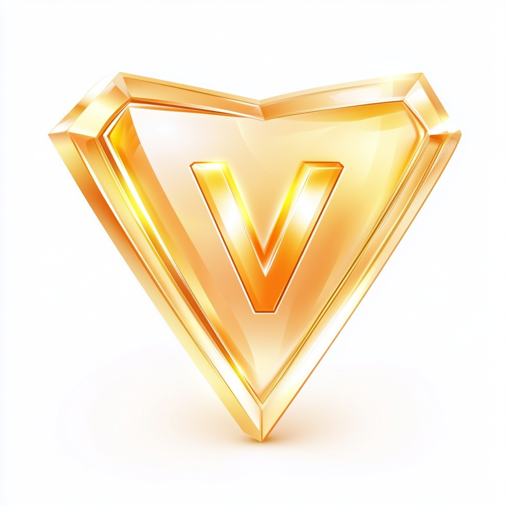 金色立体V字造型