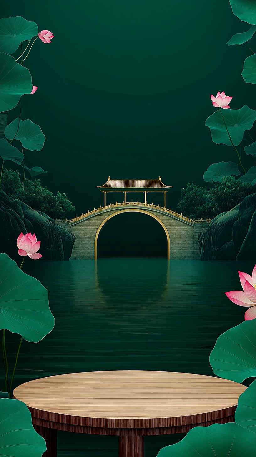 绿色中式电商产品背景