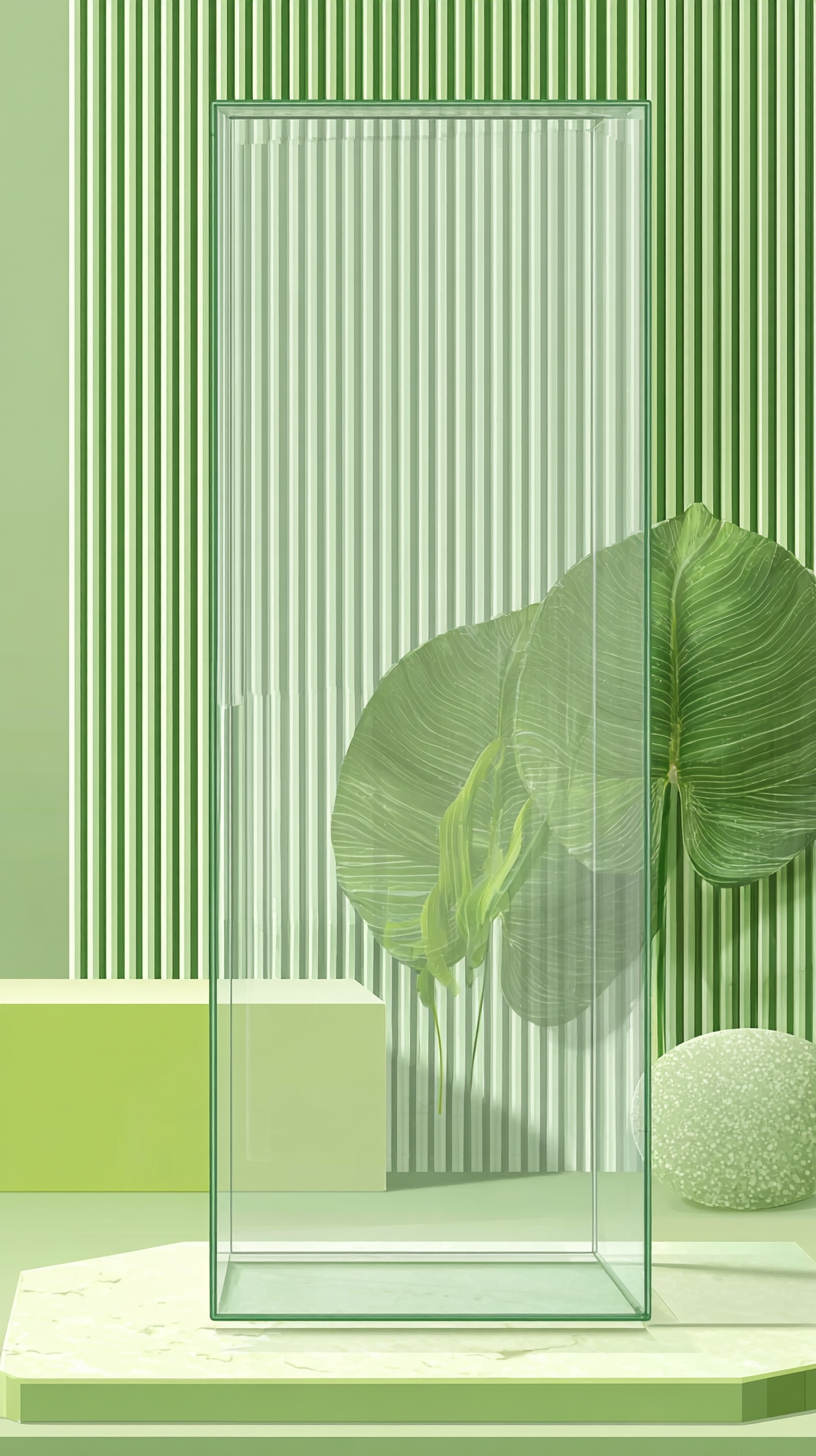 清透玻璃绿色电商背景