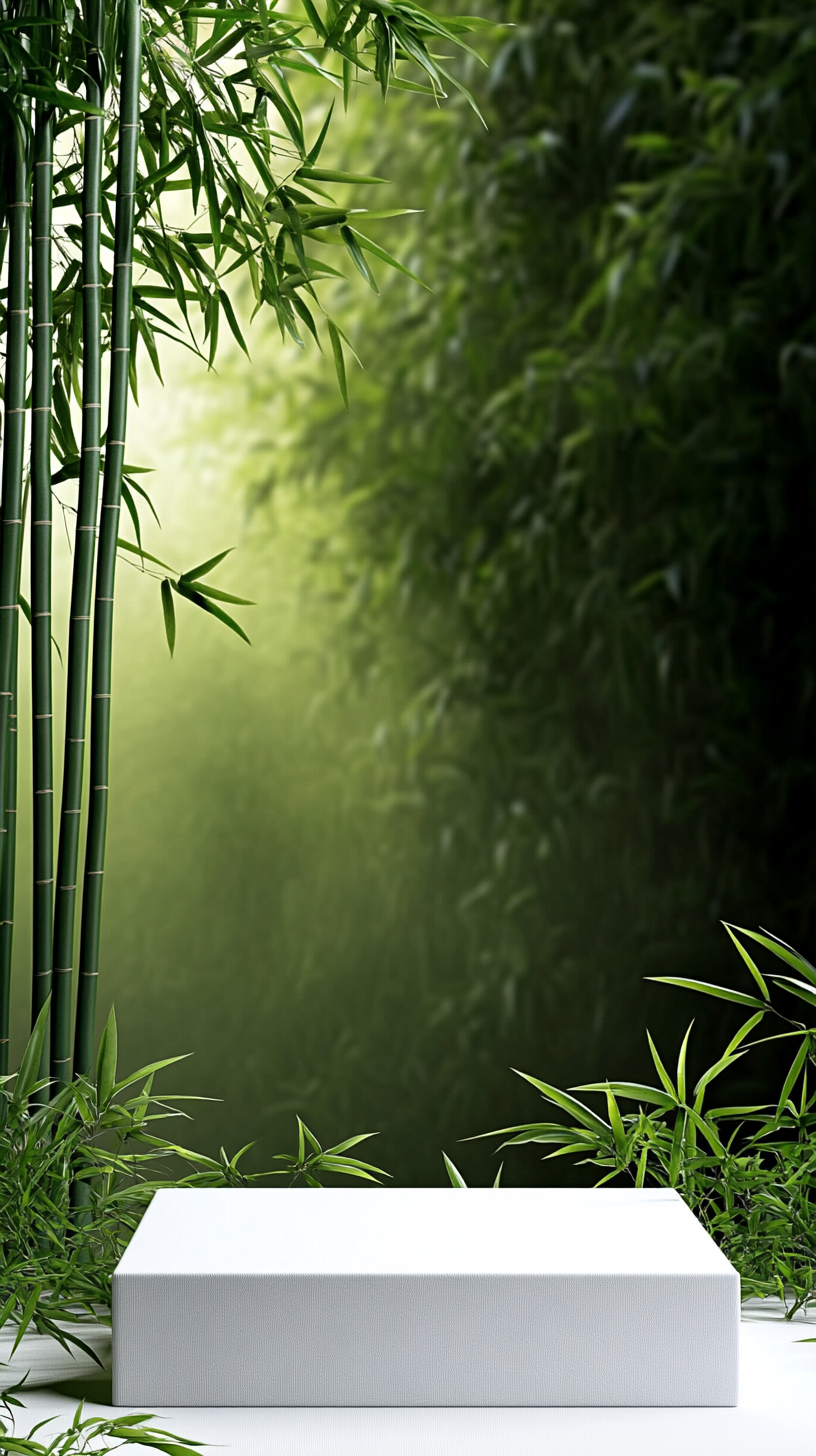 绿色竹林户外光影电商背景