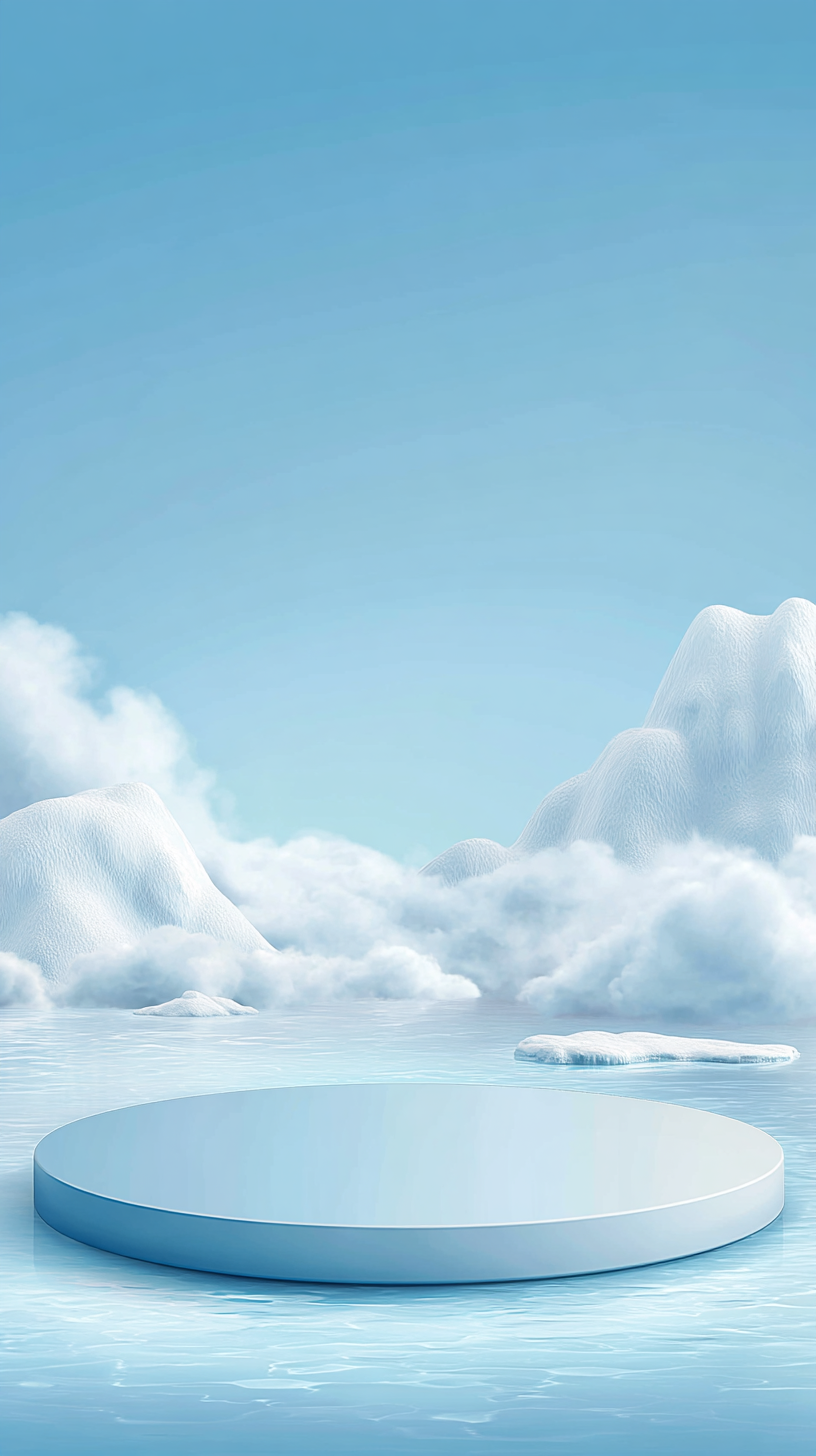 浅蓝冰雪极简展台电商背景