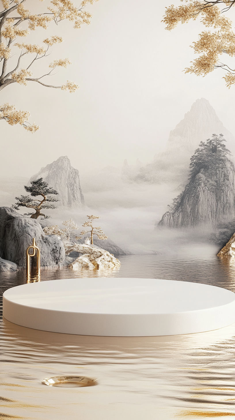 棕色高级中式意境背景图