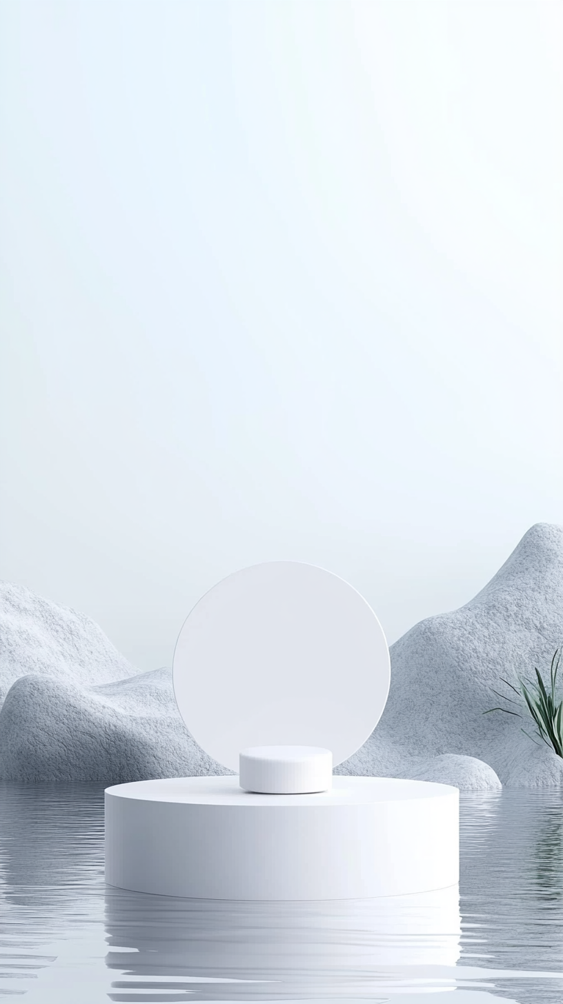 灰色极简山水展台背景