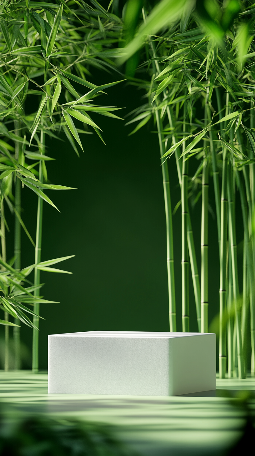 绿色竹林户外光影电商背景
