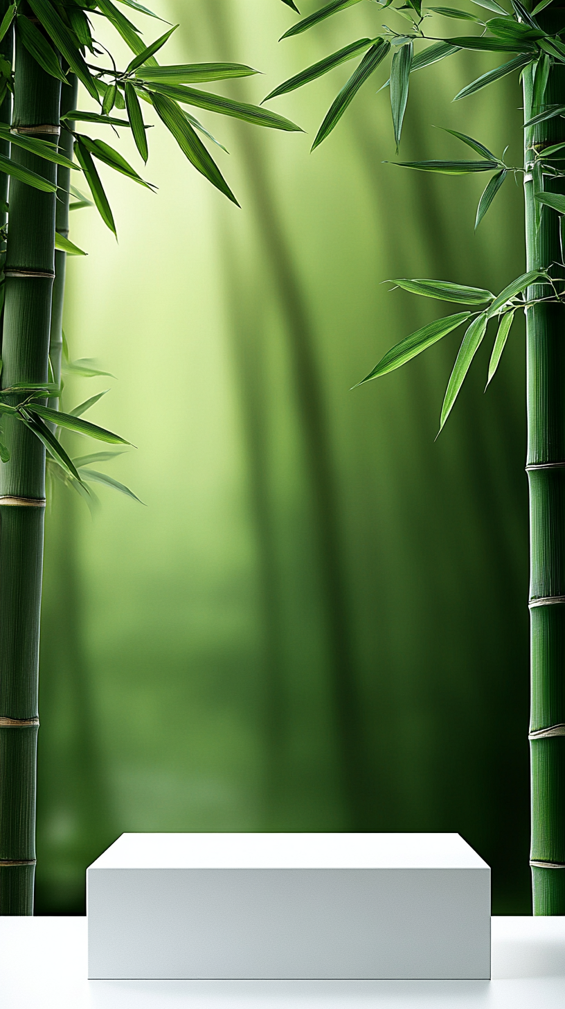 绿色竹林户外光影电商背景