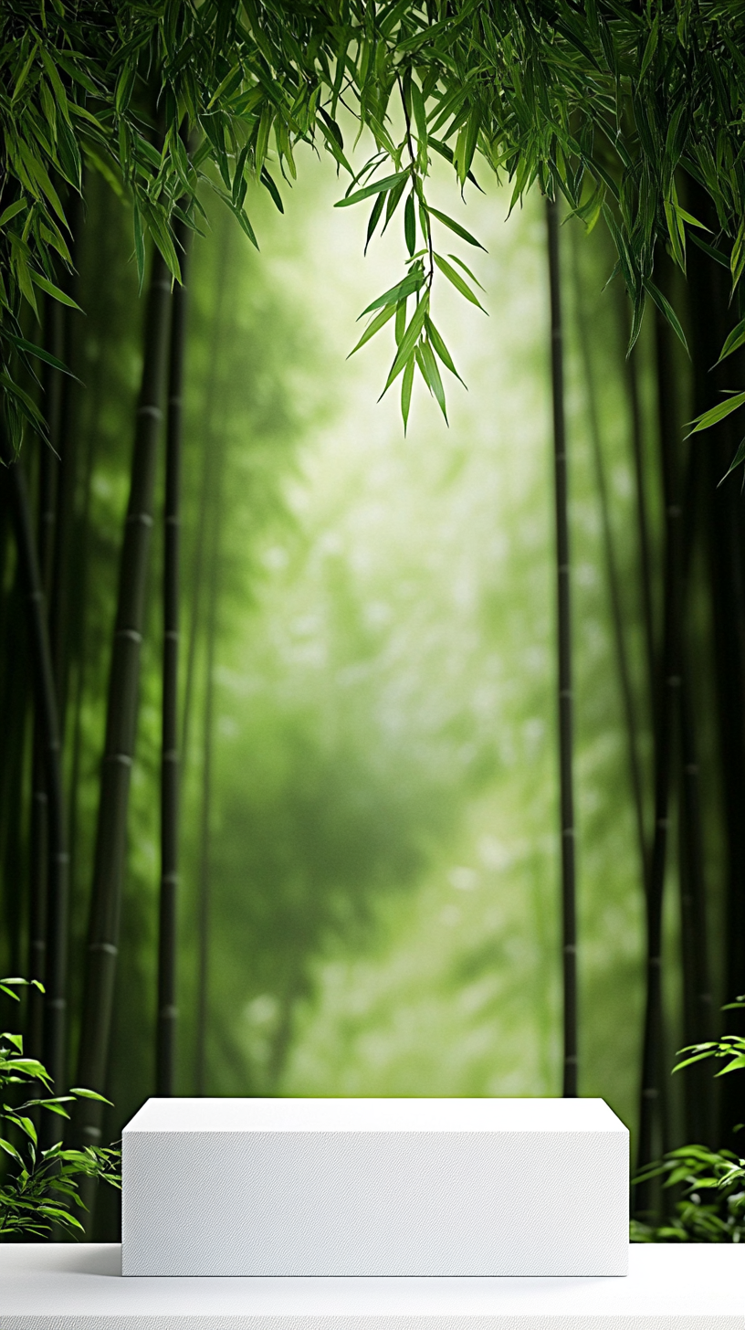 绿色竹林户外光影电商背景