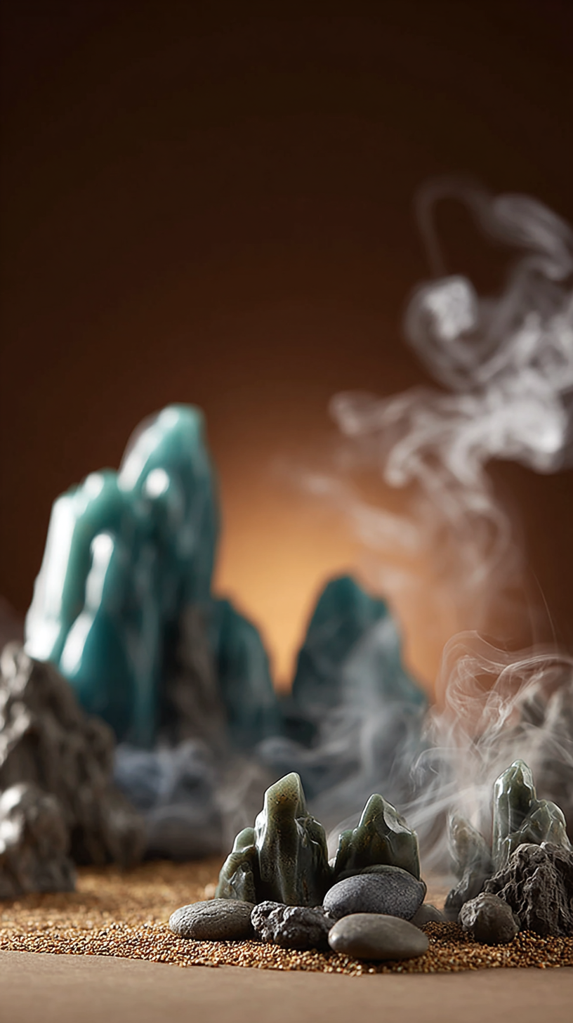 新中式禅意山水电商背景