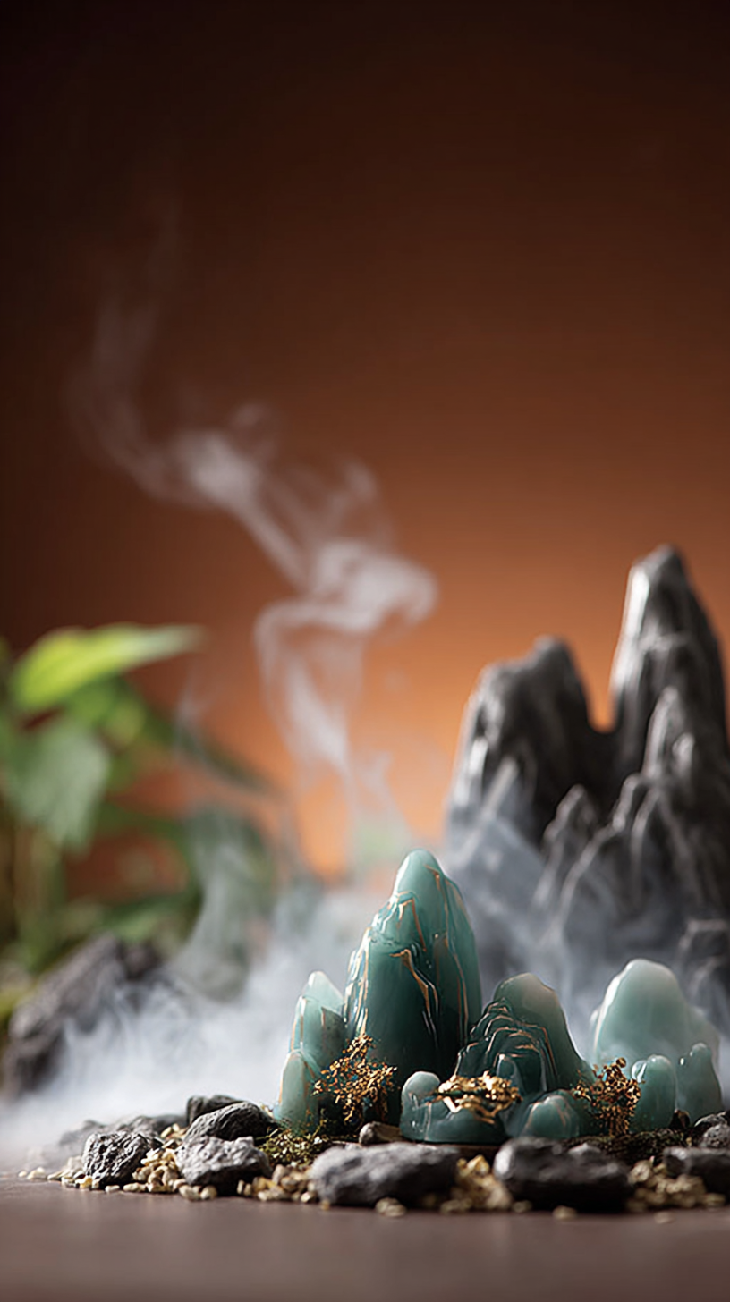 新中式禅意山水电商背景