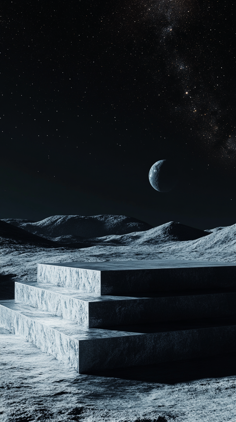 宇宙月球场景高级感电商展示背景