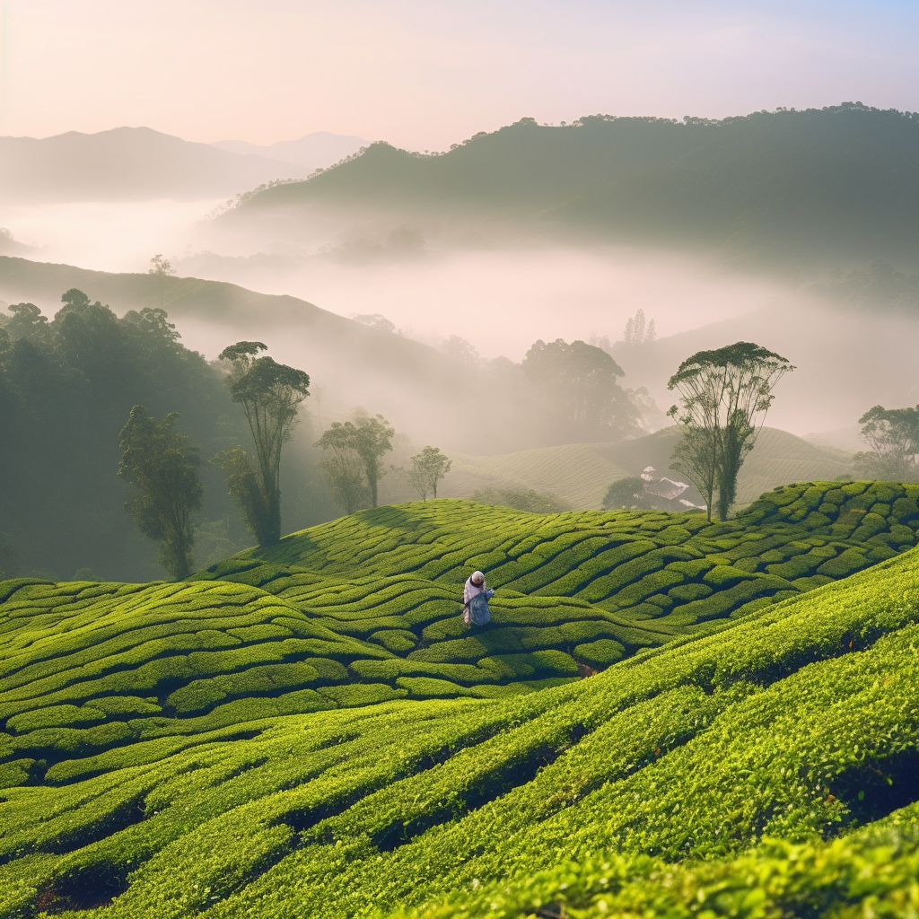 绿意盎然的茶山风景