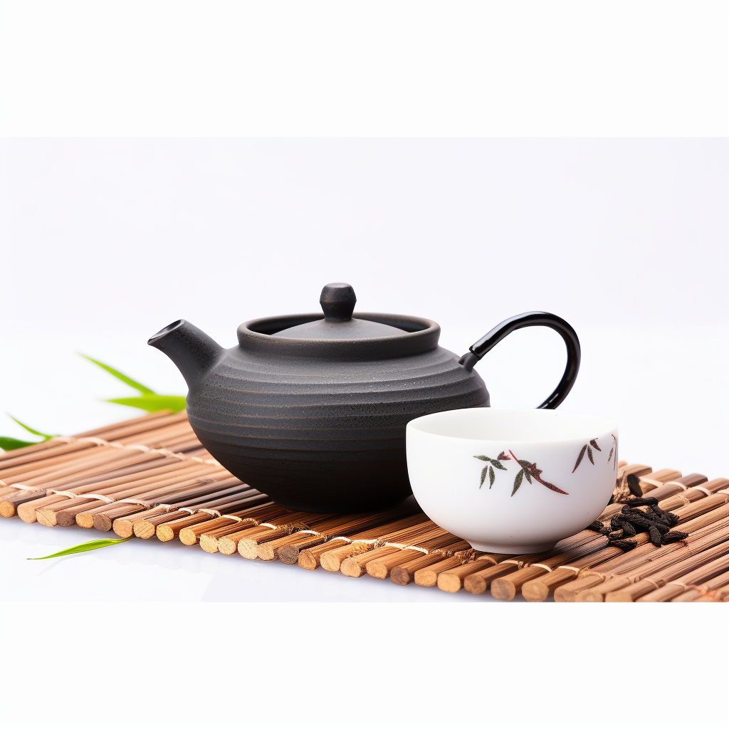 古朴黑茶壶搭配白瓷杯
