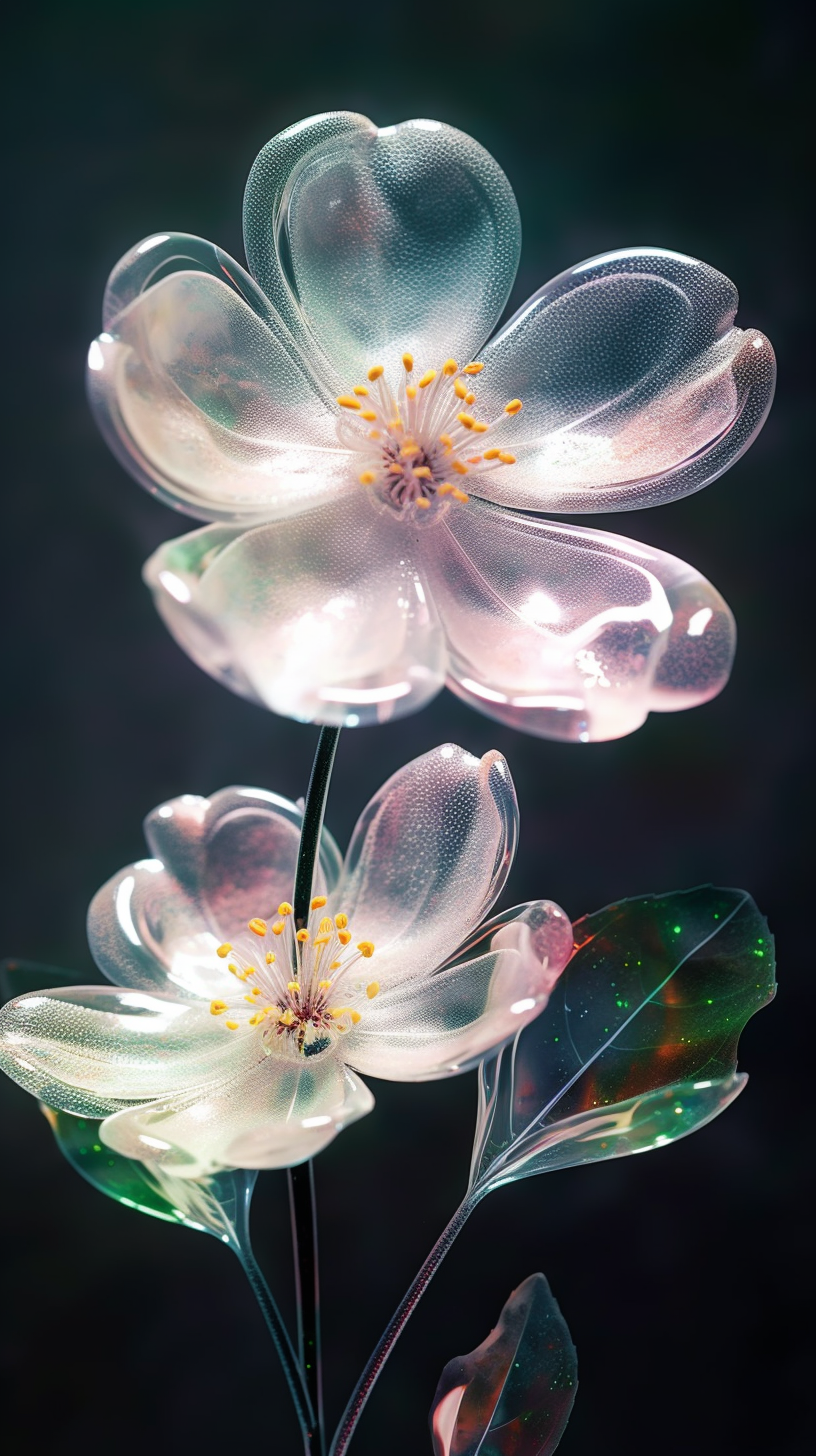 透明质感花朵手机壁纸
