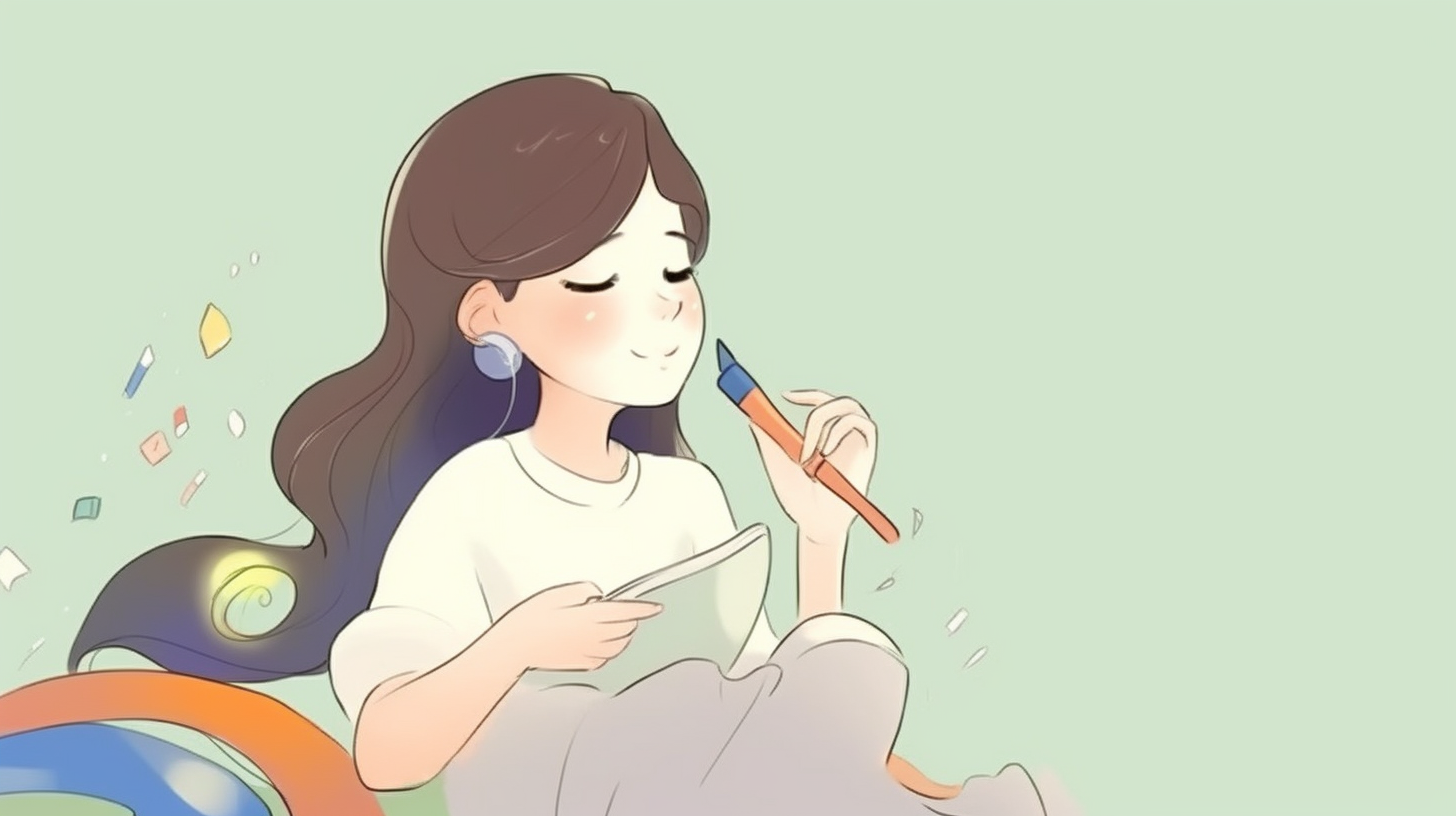 手拿画笔的文艺女生