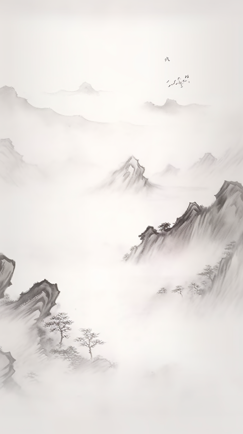 水墨风格山脉图