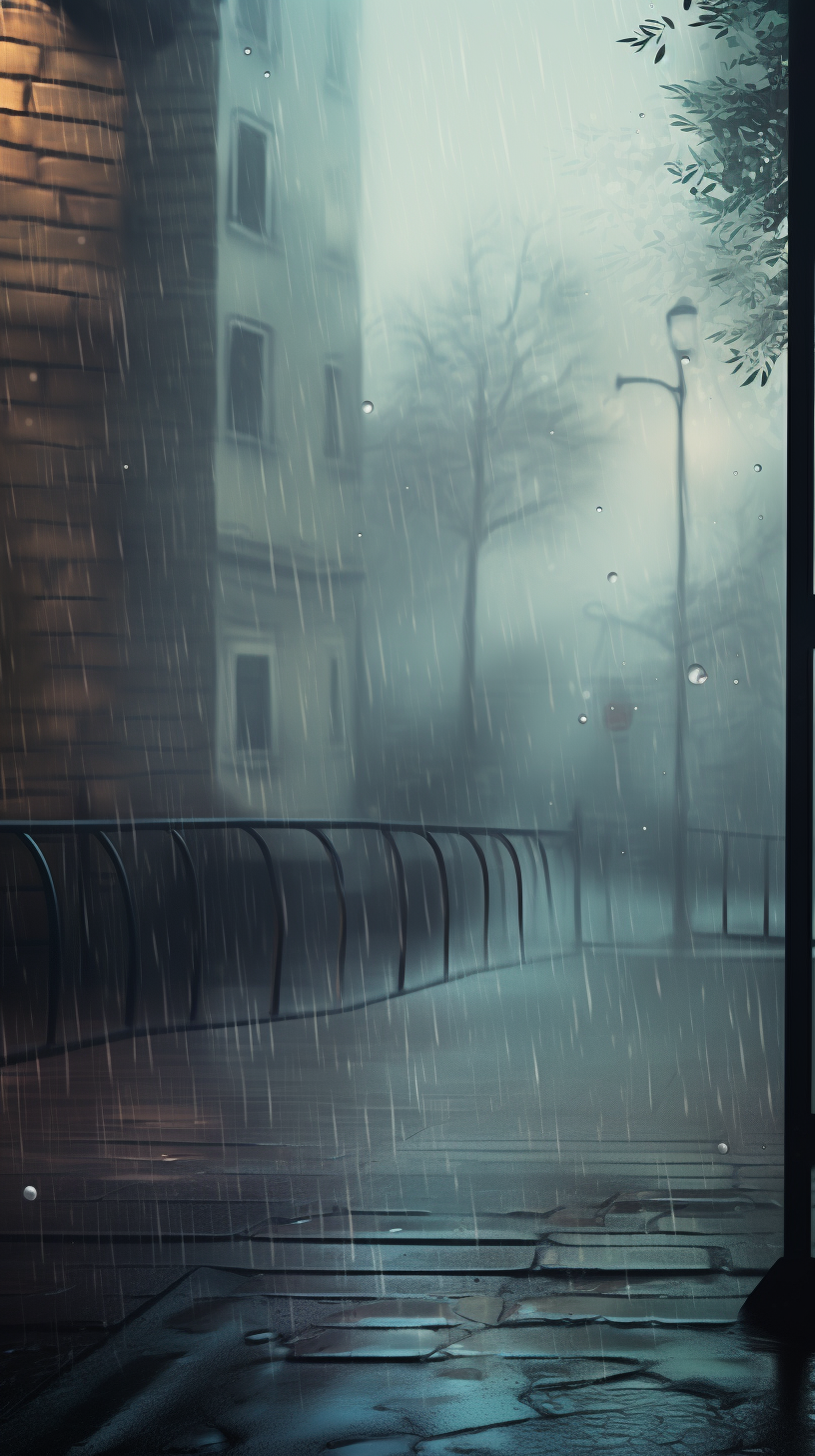 雨中城市景象