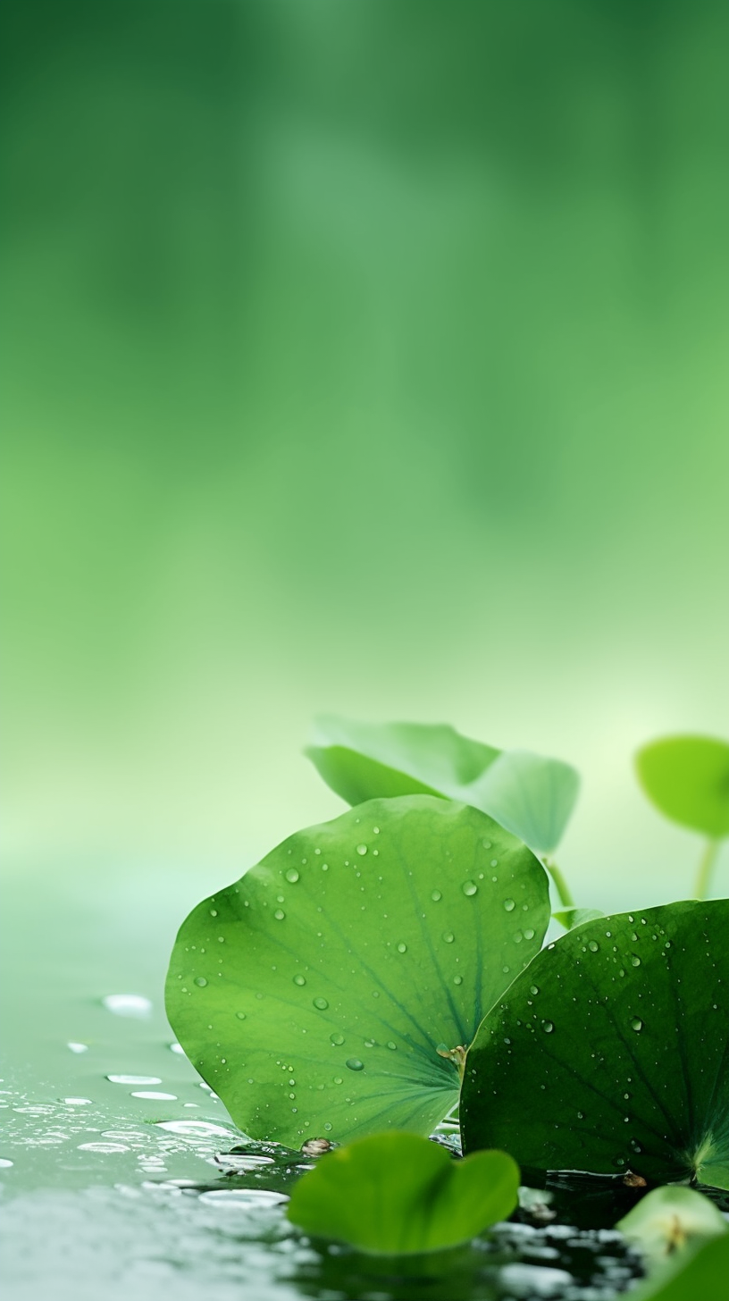 清新荷叶带水珠