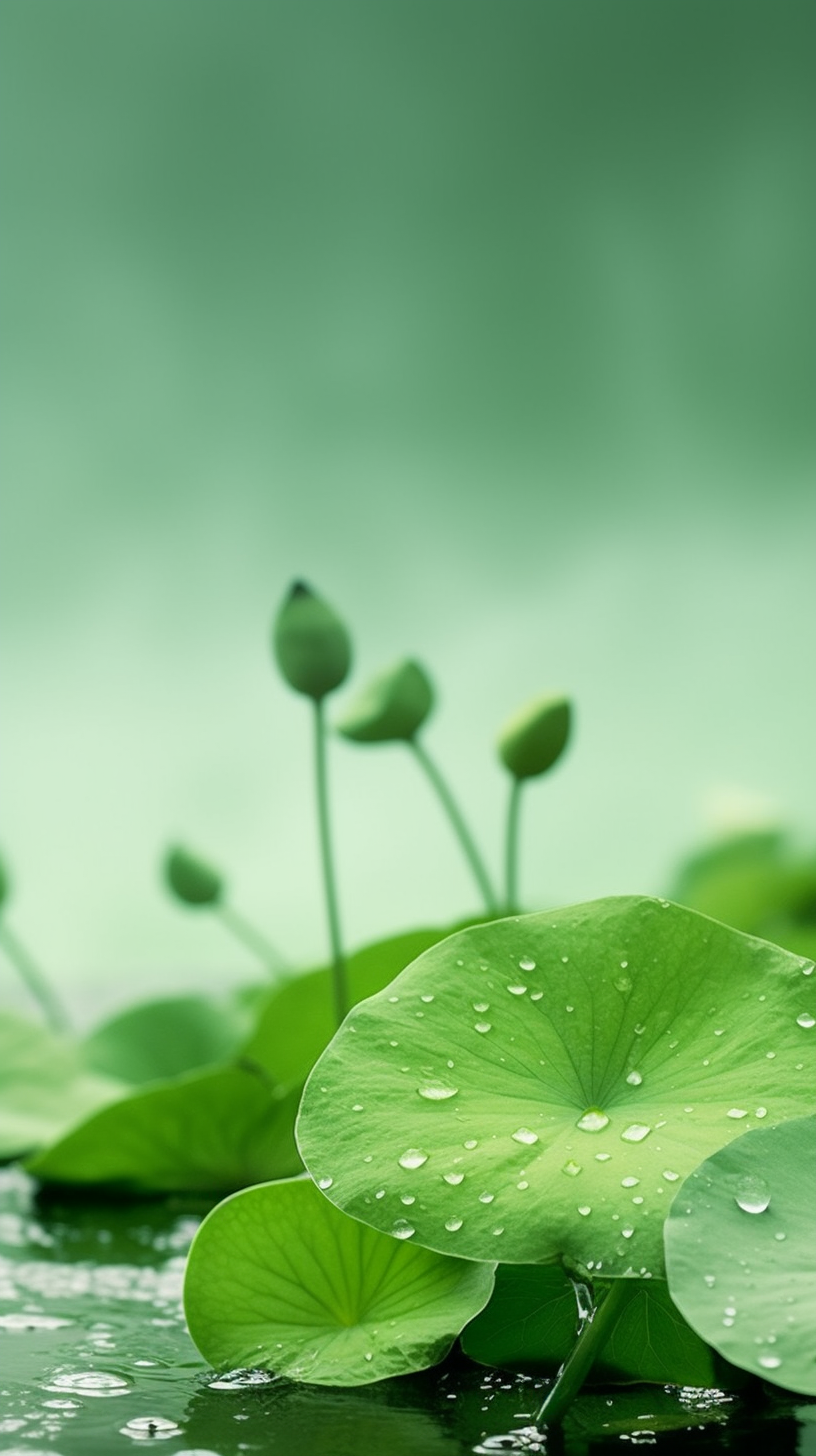 清新荷叶带水珠