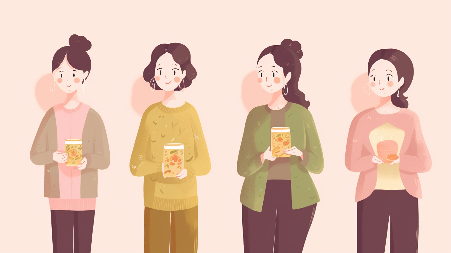 四位女性手持饮品
