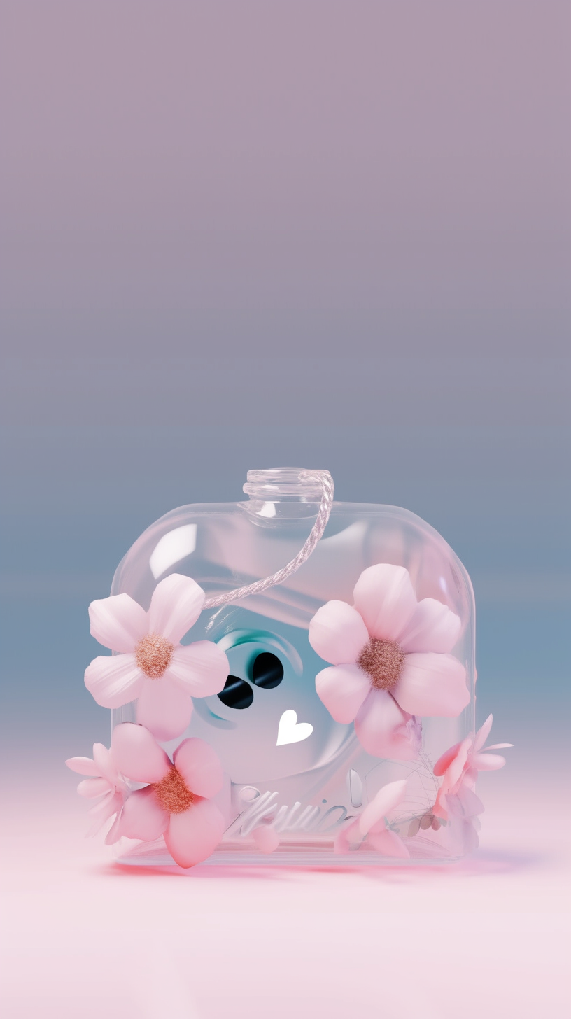 透明瓶身饰花朵