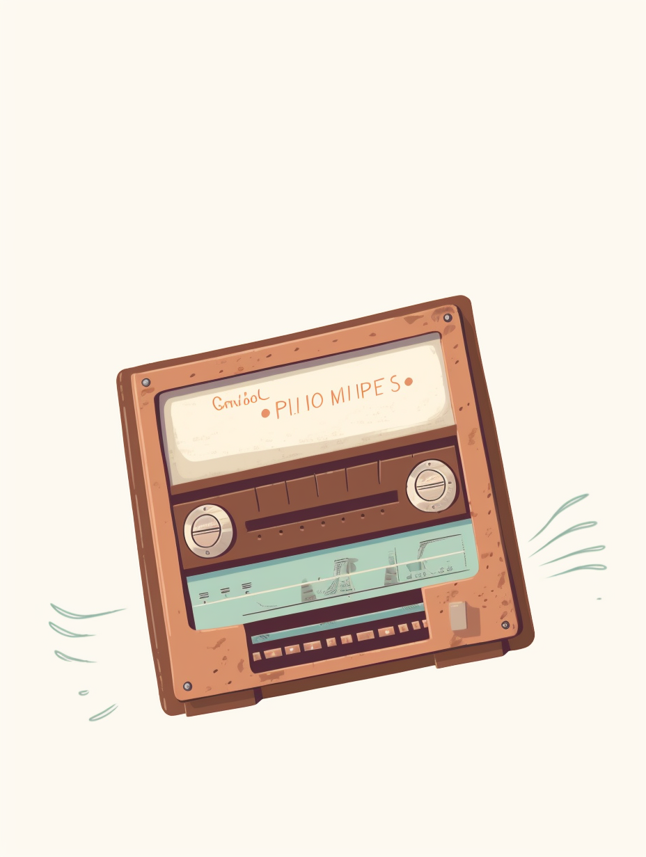 复古录音机绘画
