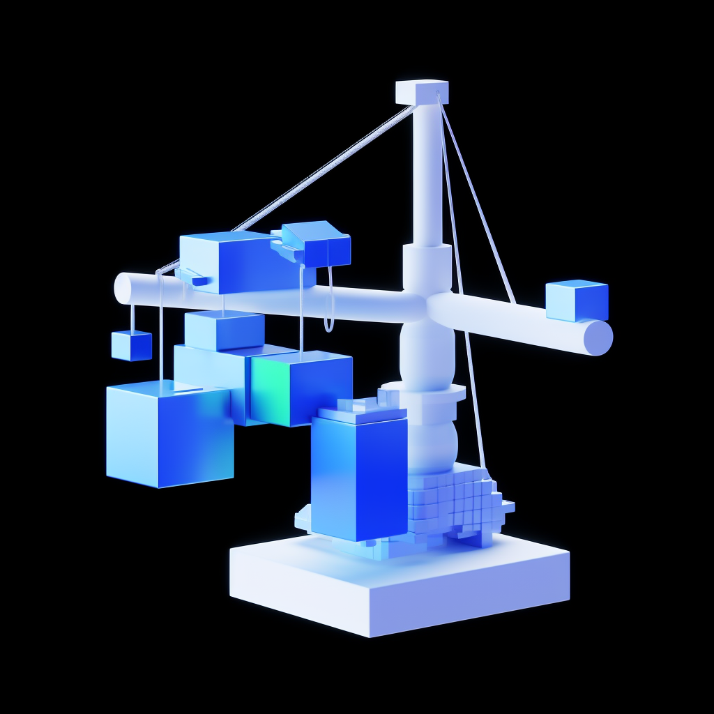 3D蓝色科技感平衡装置模型素材
