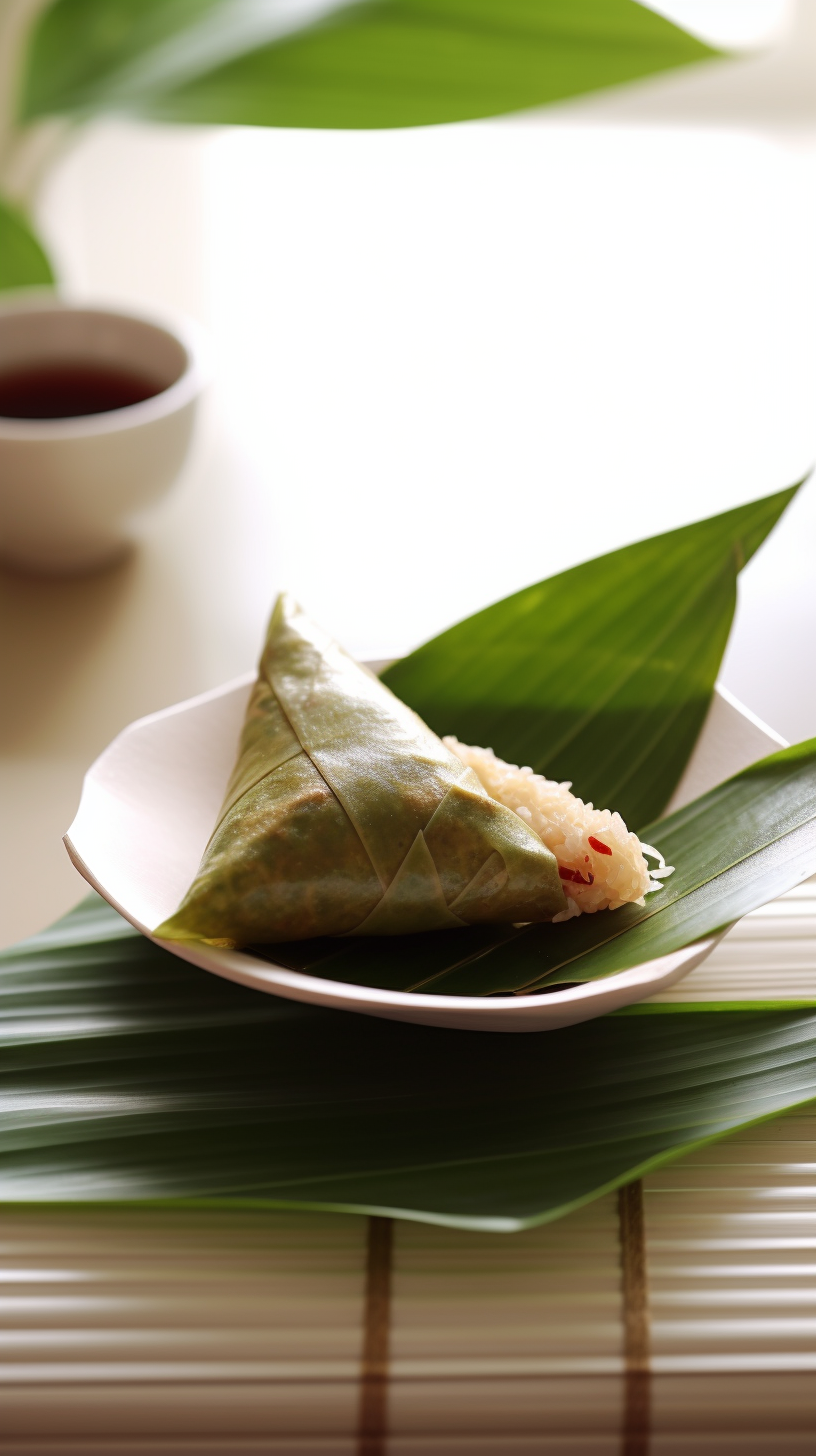 美味粽子搭配清新绿叶