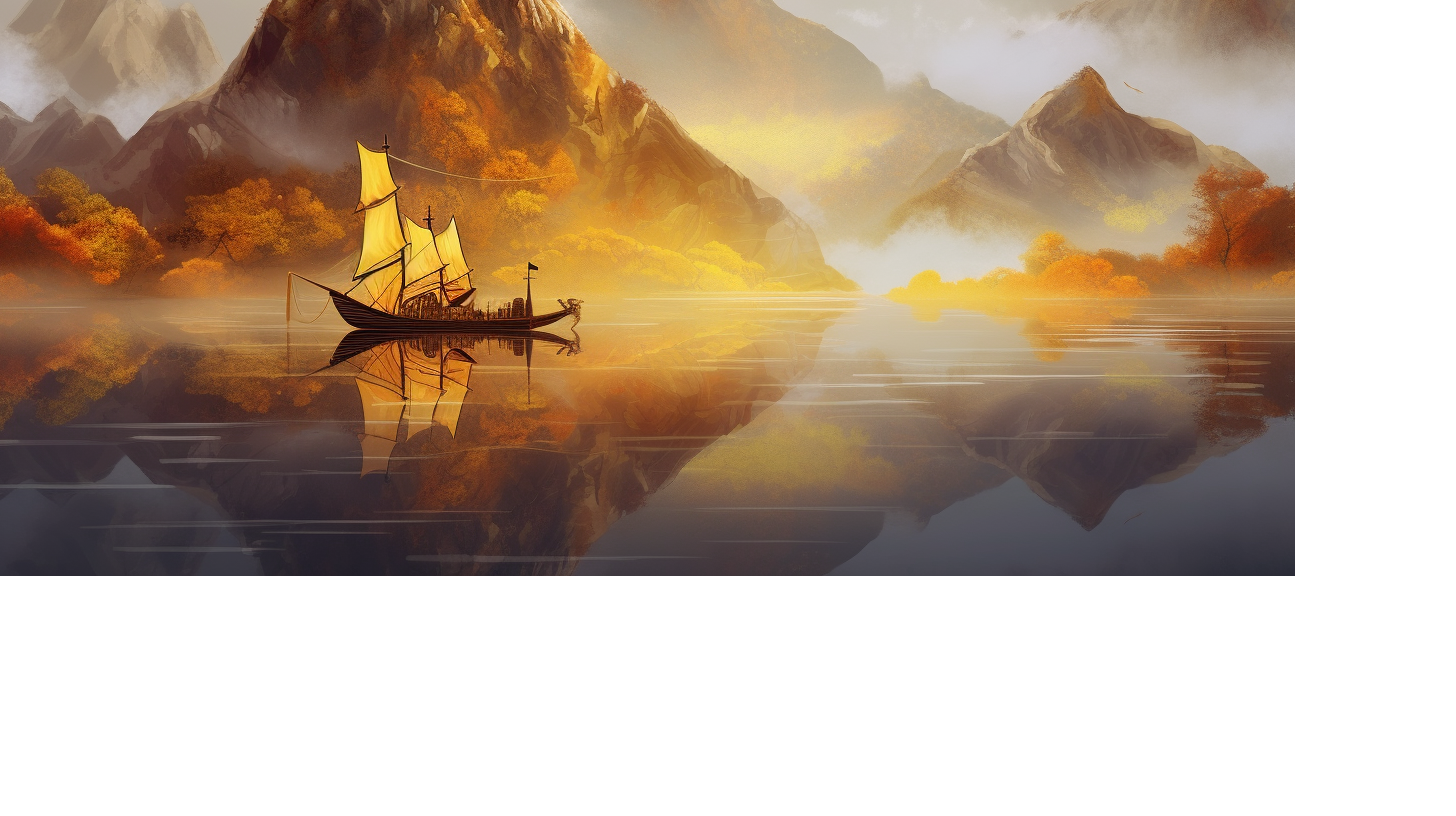 湖泊上的帆船唯美风景图