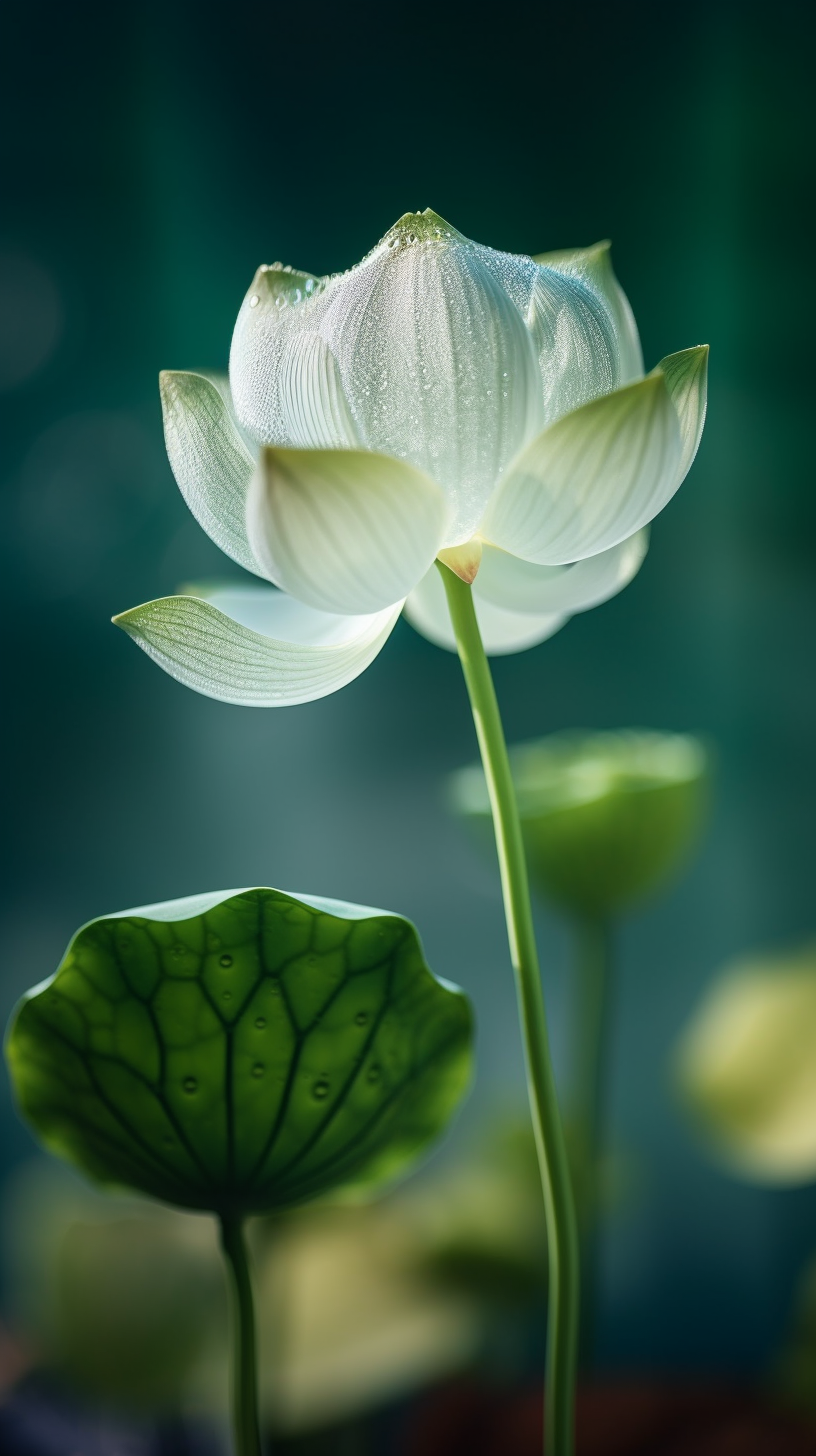 清新白莲绽放