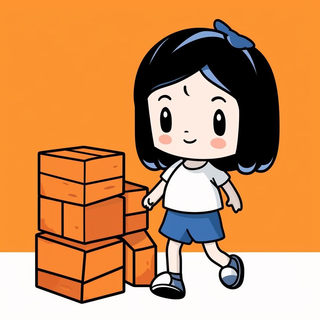 可爱小女孩与积木
