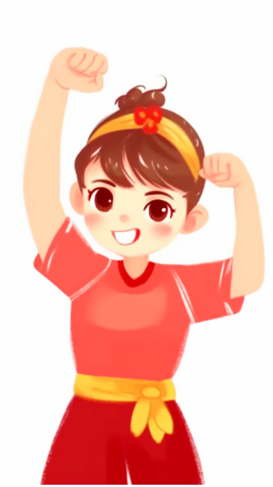 可爱红衣女孩为运动会加油的宣传图