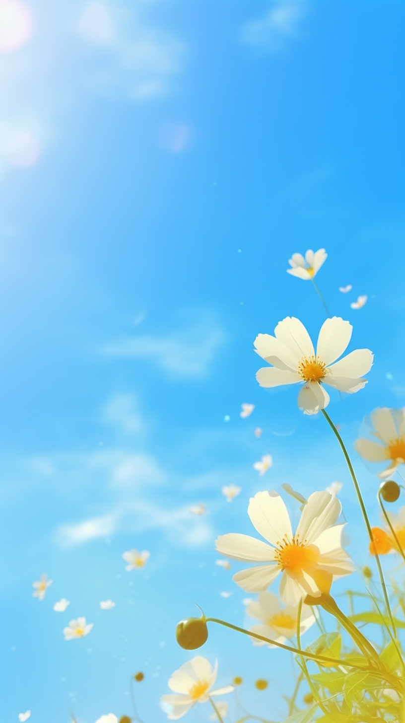 蓝天白花朵朵手机壁纸