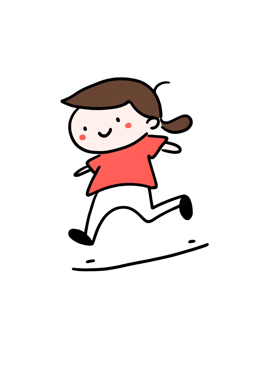 可爱卡通女孩跑步形象