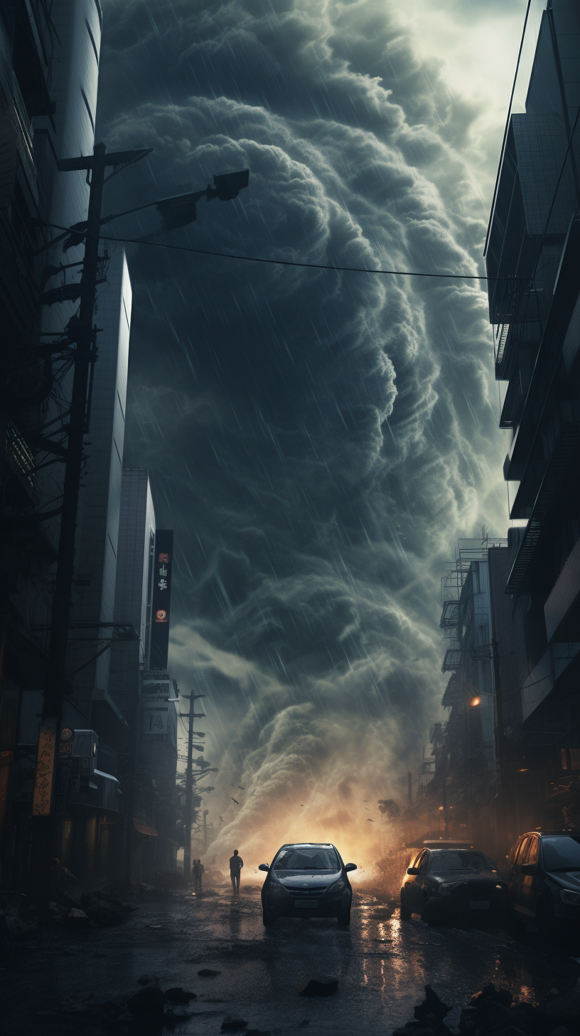 极端天气下的城市街道