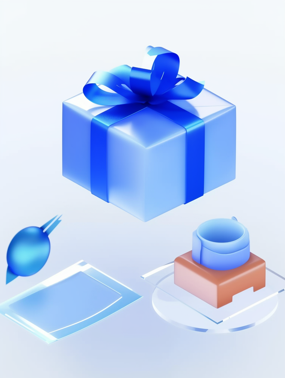 蓝色系3D精美礼品盒宣传物料图