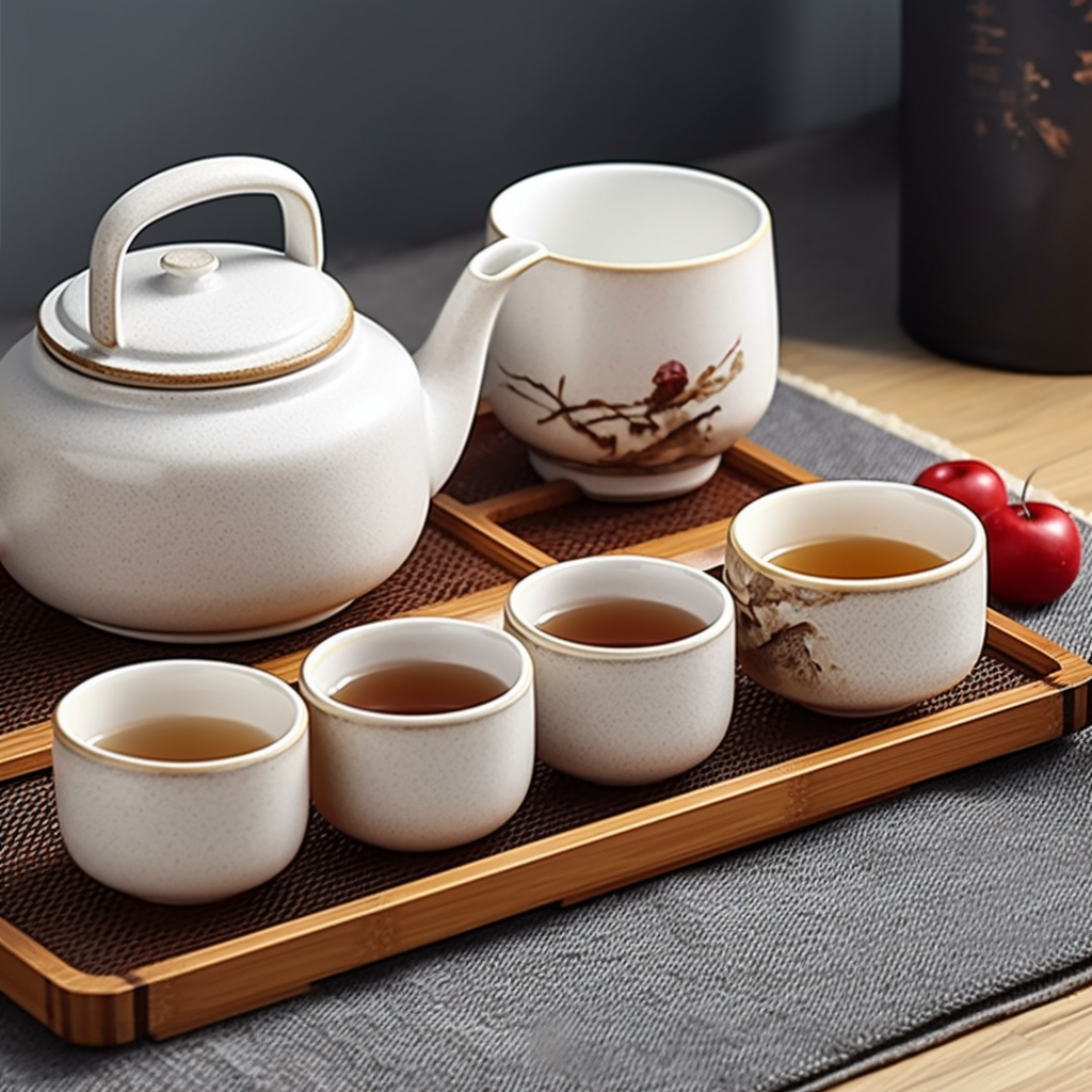 精致白色陶瓷茶具