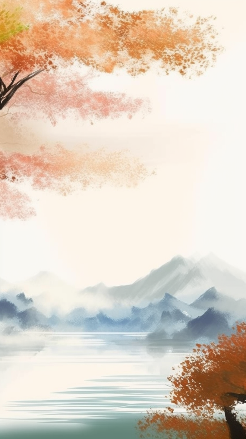 水墨风湖泊山川