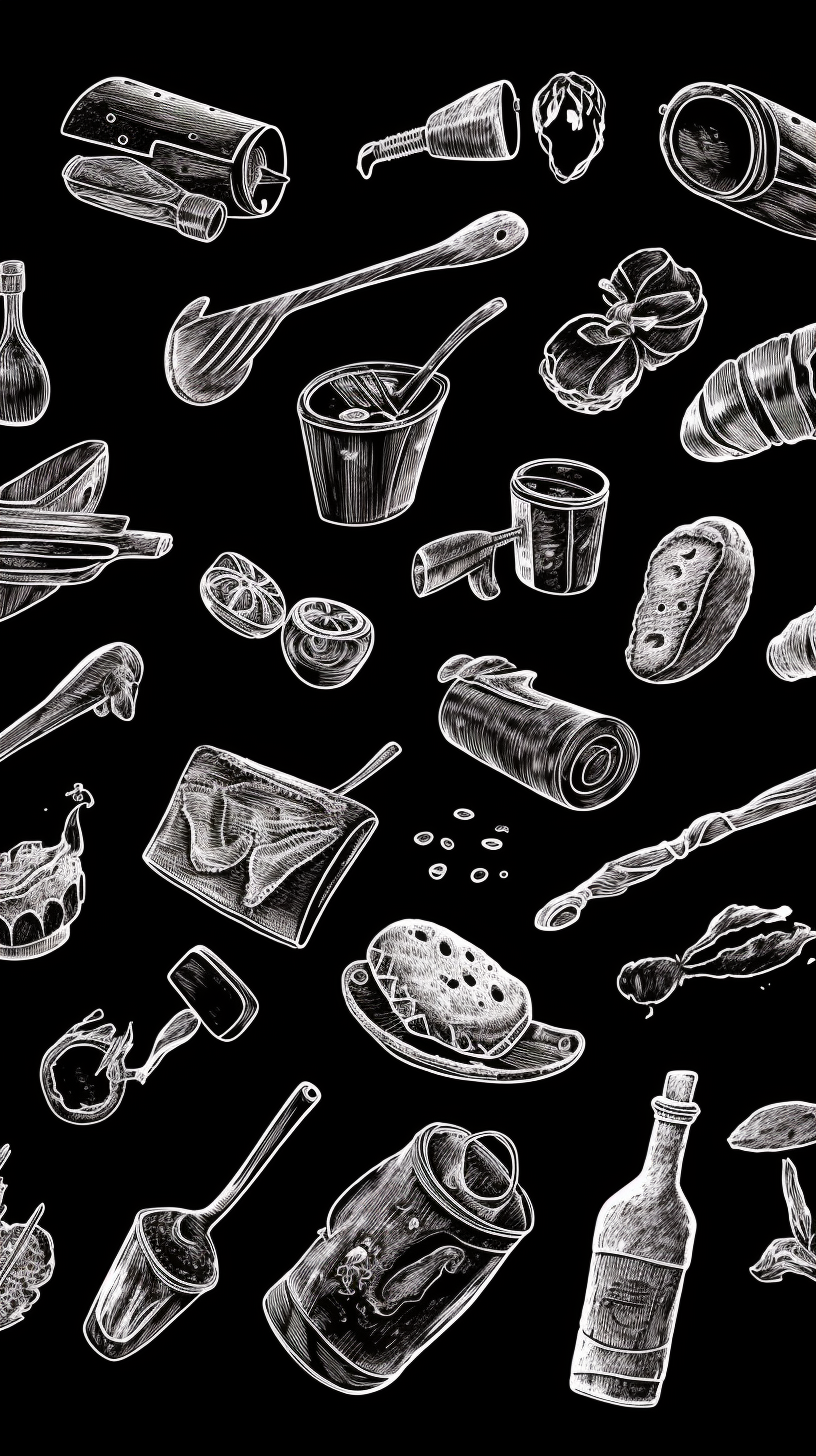 手绘餐具等物品图案