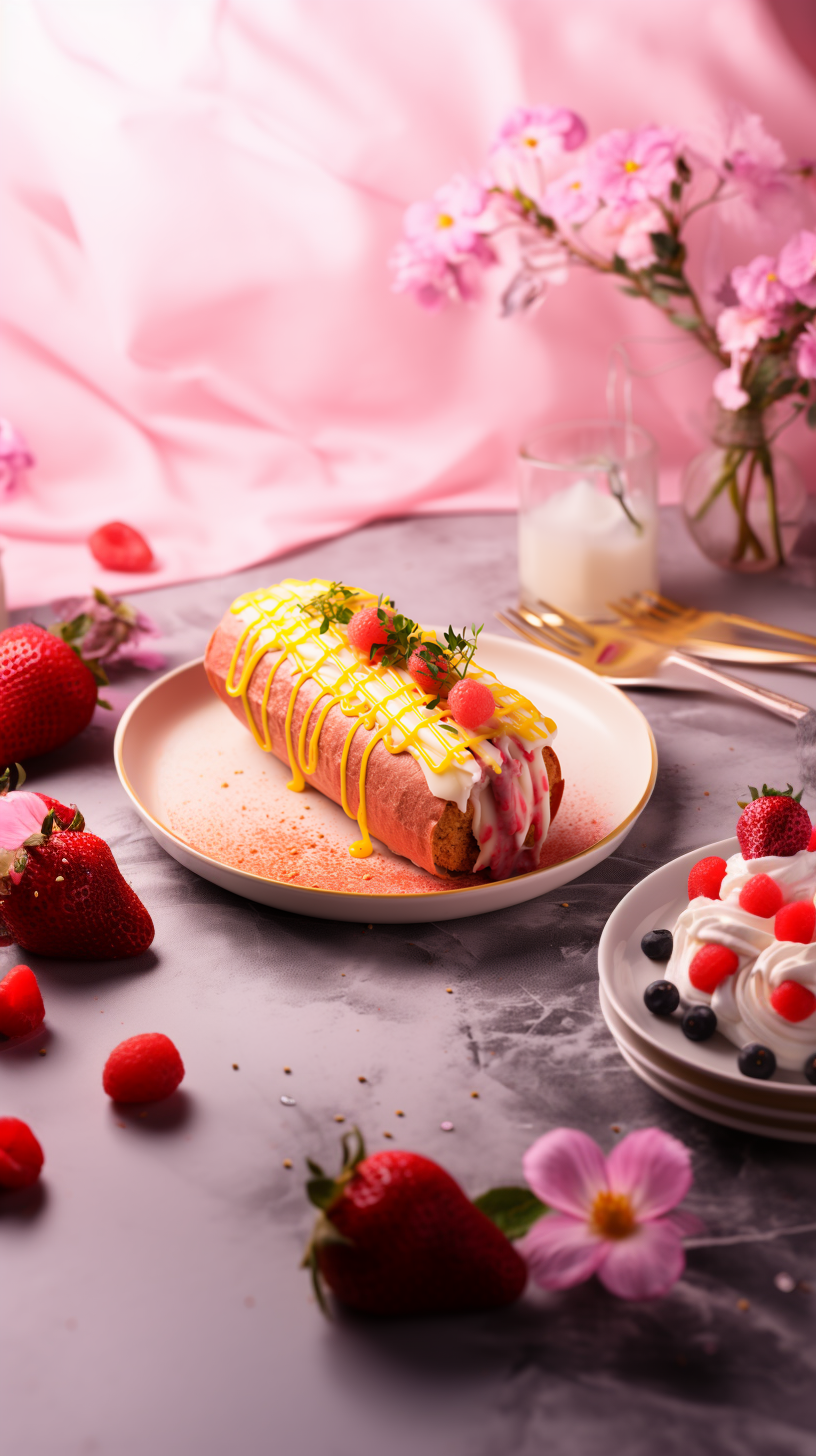 粉色草莓甜品