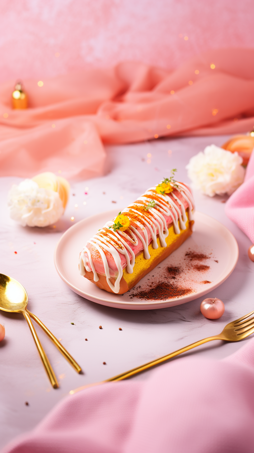 粉色精致糕点