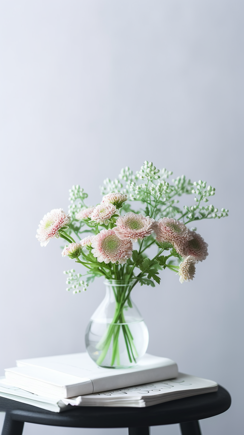 清新玻璃花瓶插鲜花