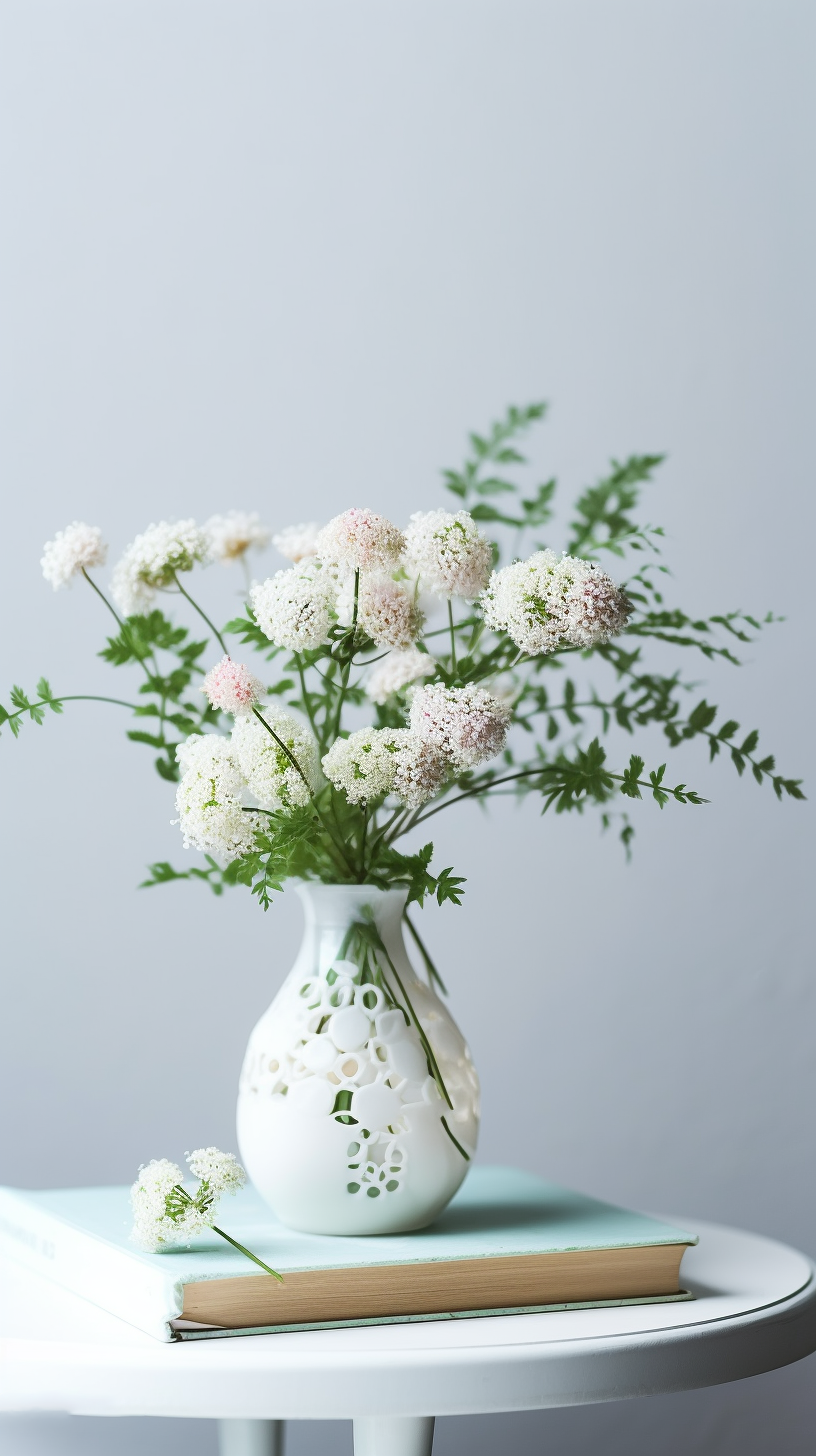白色花瓶插满鲜花