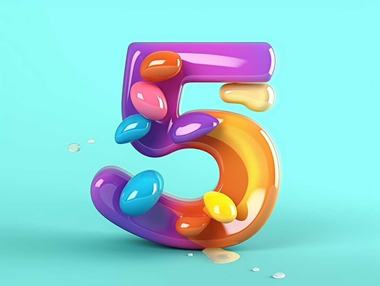 创意多彩数字5吸睛3D宣传物料