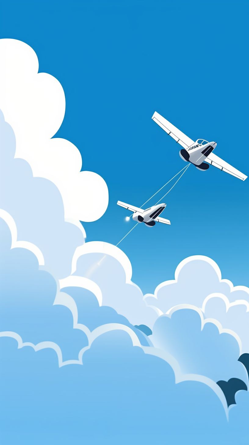 蓝天下两架飞机飞行的手机壁纸素材