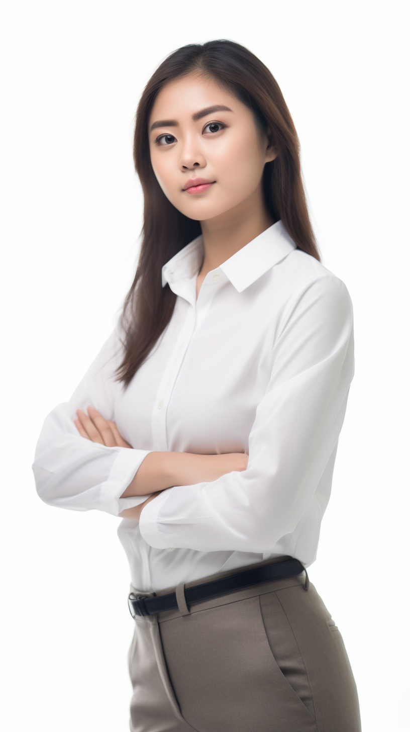 身着白衬衫的商务女士形象展示图
