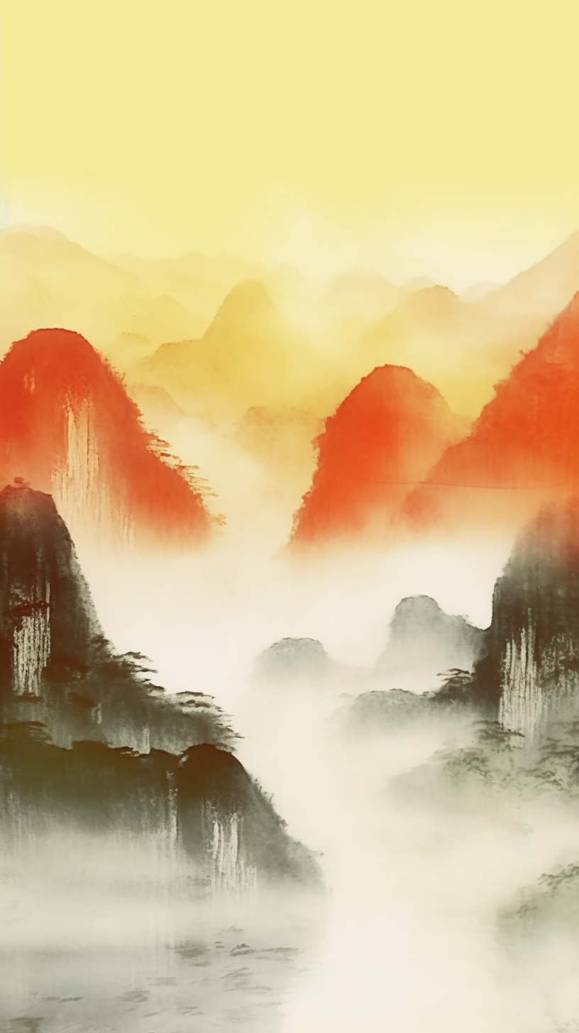 水墨风格山脉图手机电脑壁纸背景素材