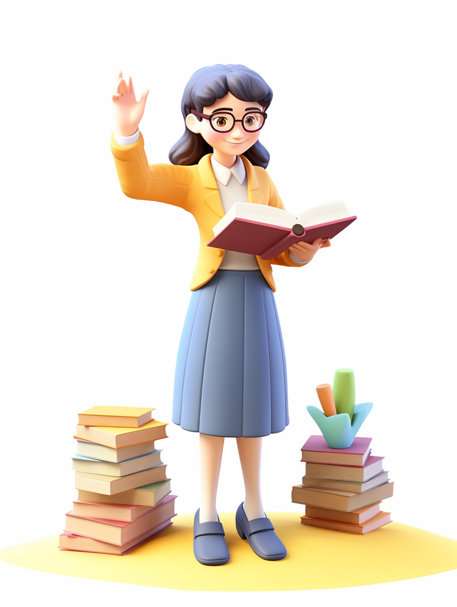 3D女教师形象 书籍环绕 展现教学场景